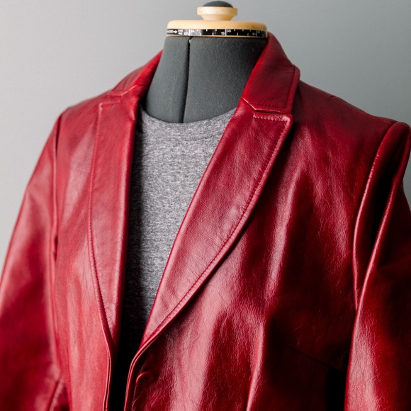 Vintage 90's GAP red leather jacket - Picture 3 of 8